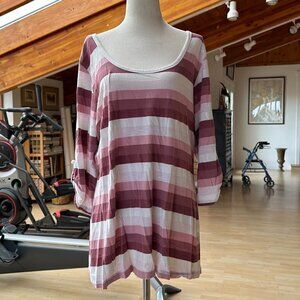 Pink Striped Top with Scoop Neck Size XL